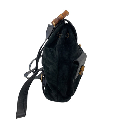 Bamboo Black Suede Backpack