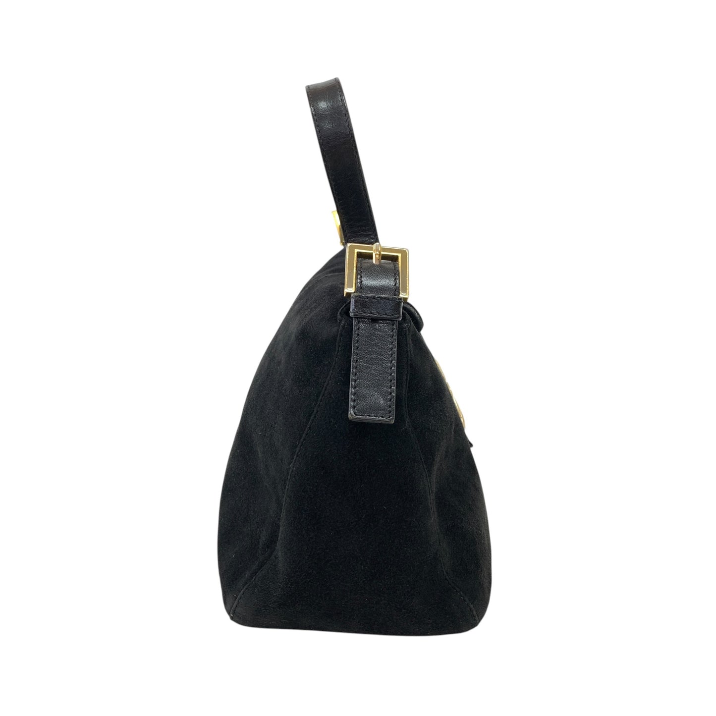 FF Logo Suede Leather Shoulder Bag