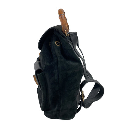 Bamboo Black Suede Backpack