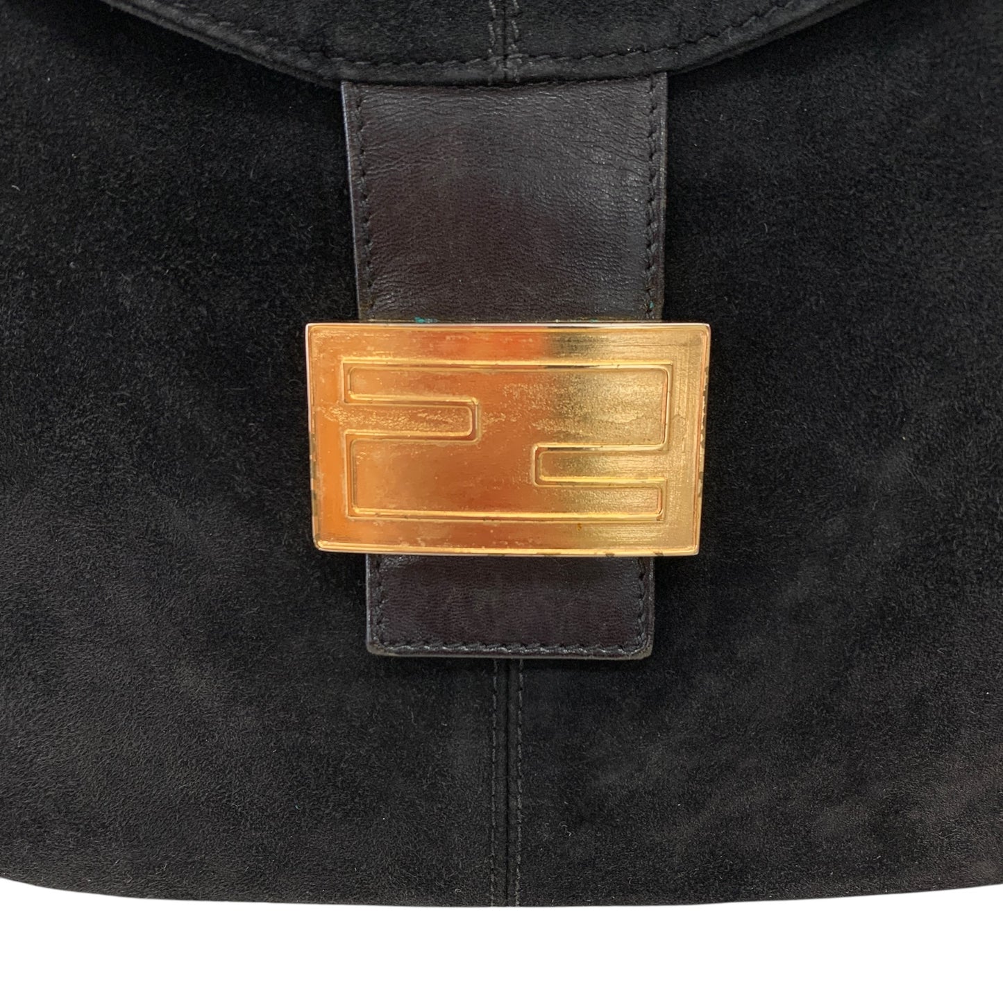 FF Logo Suede Leather Shoulder Bag