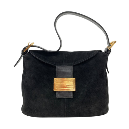 FF Logo Suede Leather Shoulder Bag