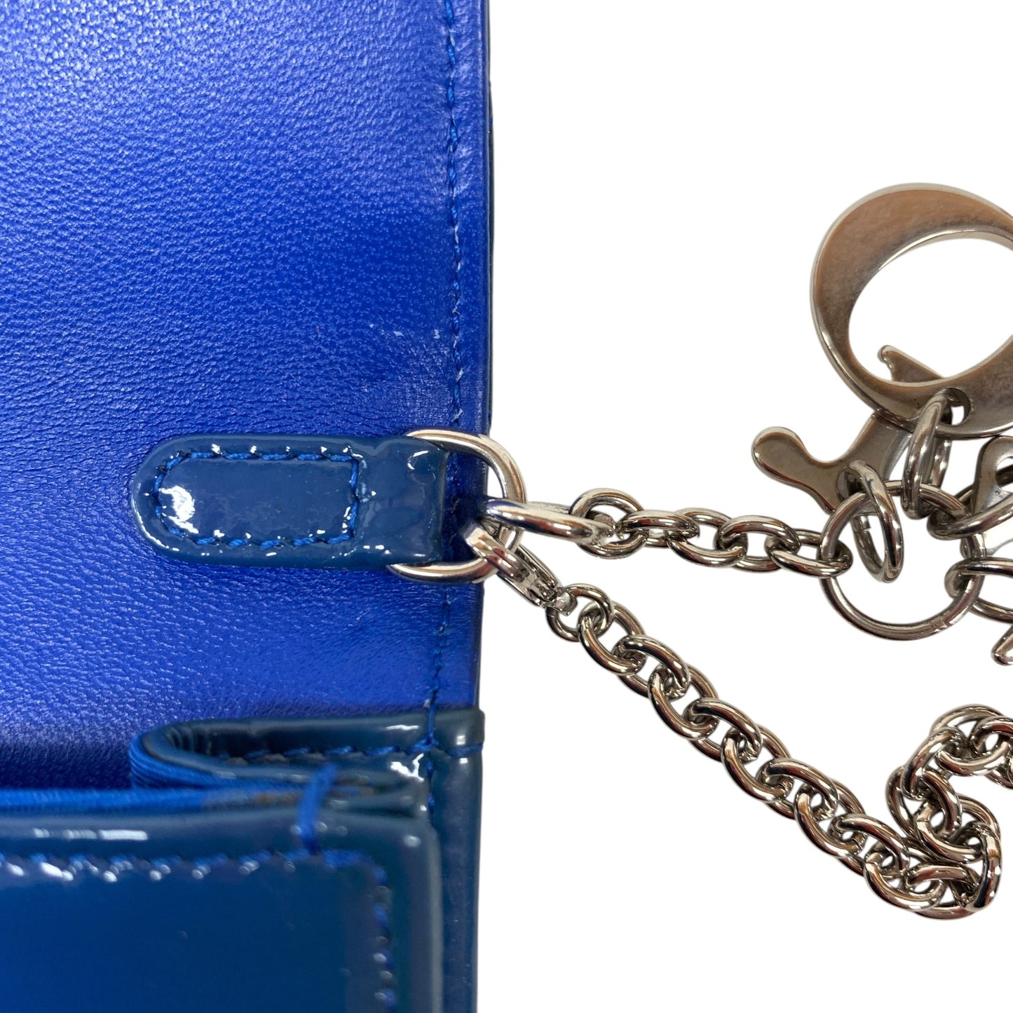Cannage Patent Leather Wallet on Chain