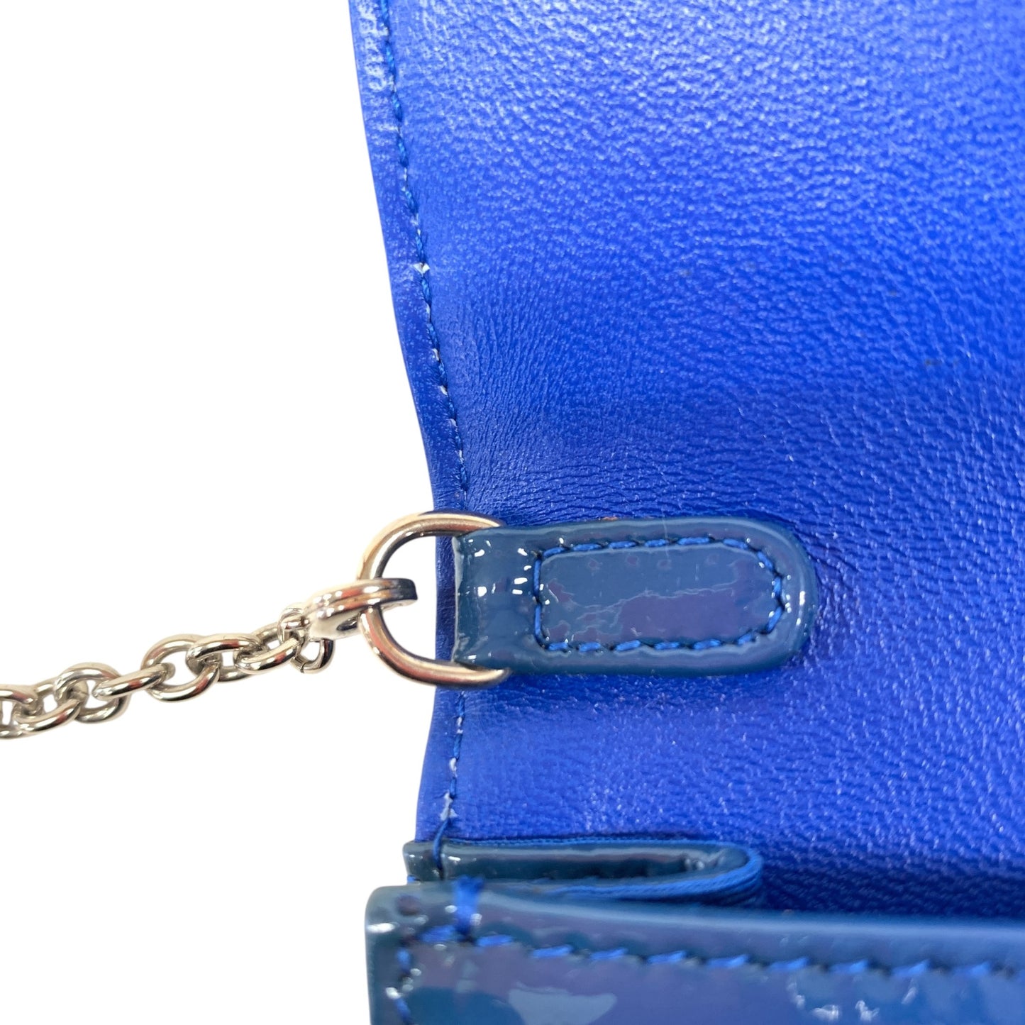 Cannage Patent Leather Wallet on Chain