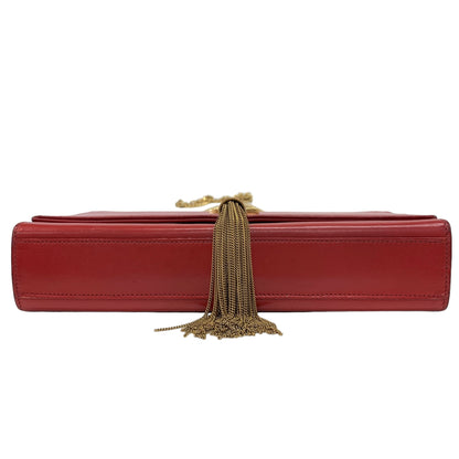 YSL Logo Red Chain Clutch Bag