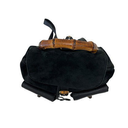 Bamboo Black Suede Backpack