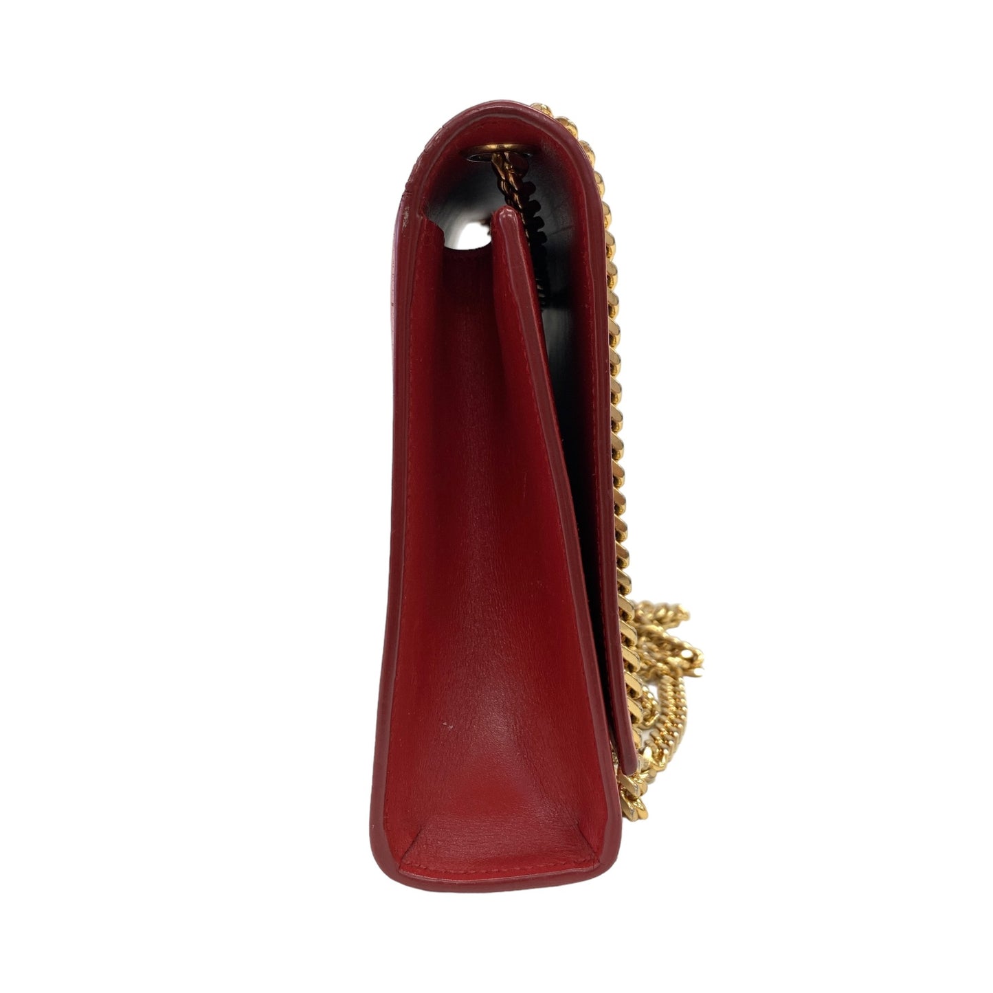 YSL Logo Red Chain Clutch Bag