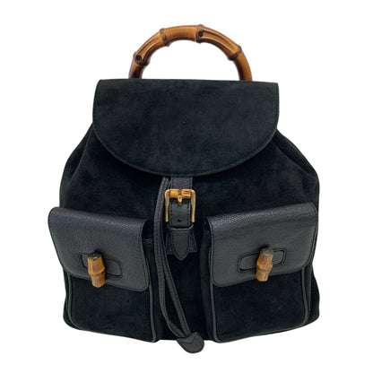 Bamboo Black Suede Backpack