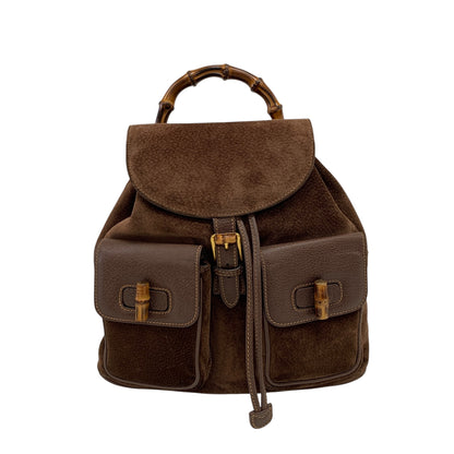 Bamboo Brown Suede Backpack