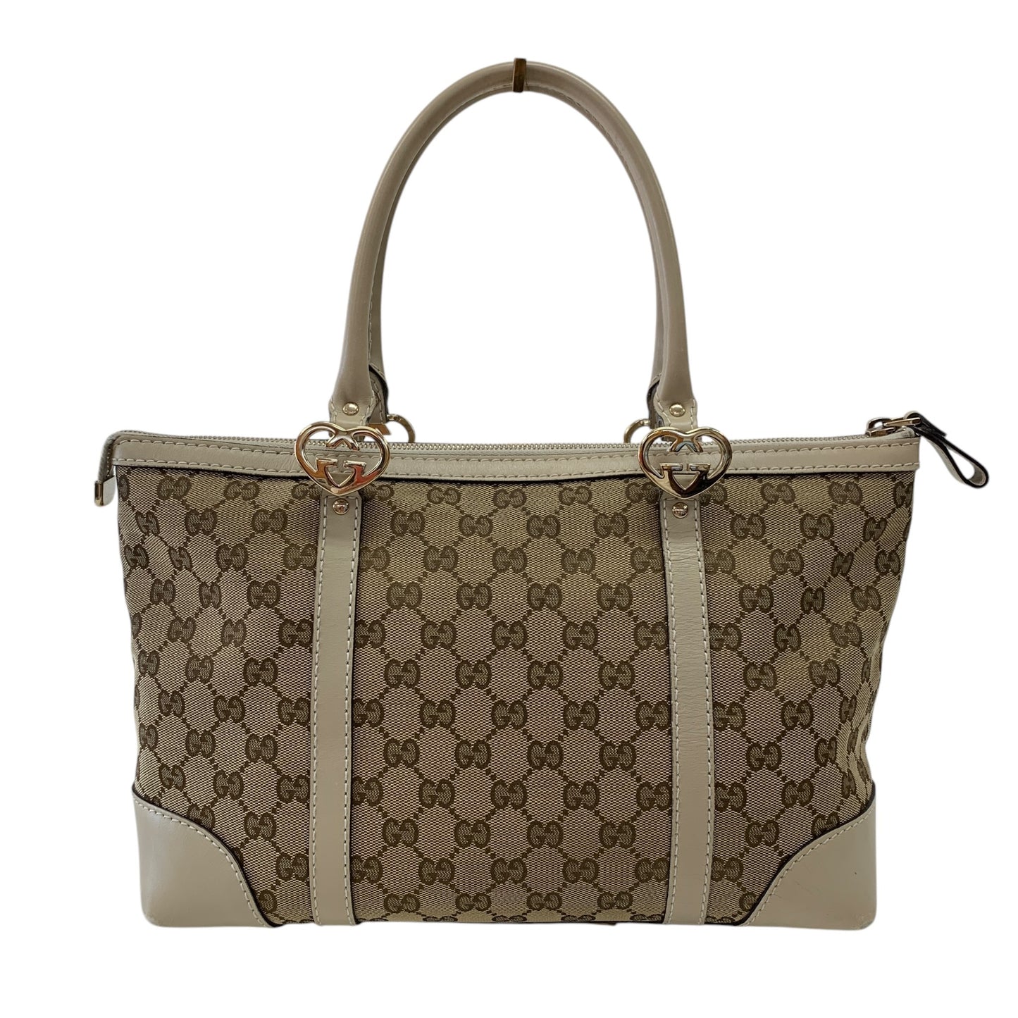 GG Canvas Leather White Tote