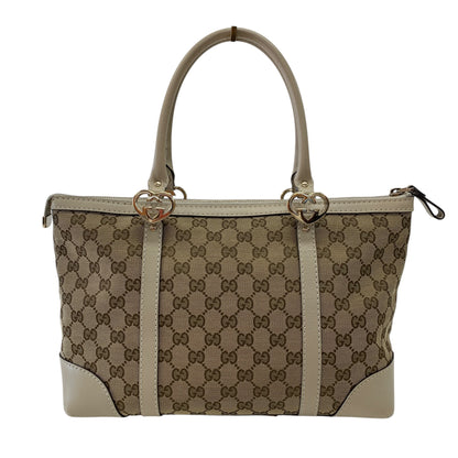 GG Canvas Leather White Tote