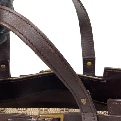 GG Canvas Leather Buckle Tote