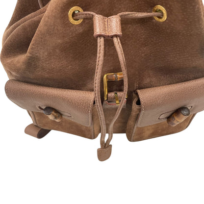 Bamboo Brown Suede Backpack