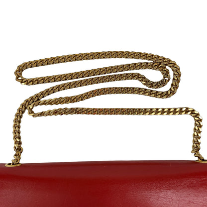 YSL Logo Red Chain Clutch Bag