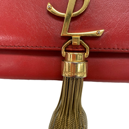 YSL Logo Red Chain Clutch Bag