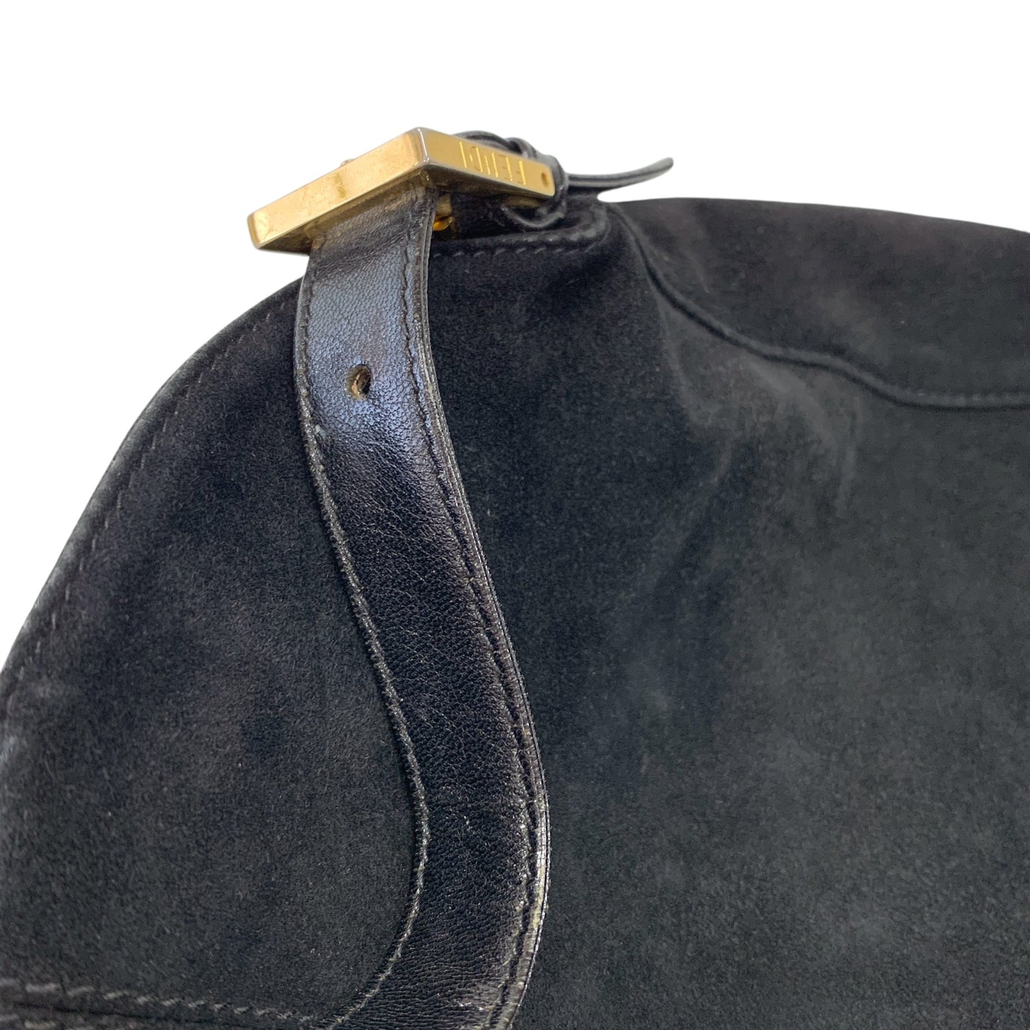 FF Logo Suede Leather Shoulder Bag